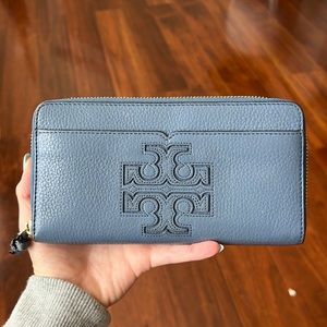 Tory Burch Blue Zip around wallet